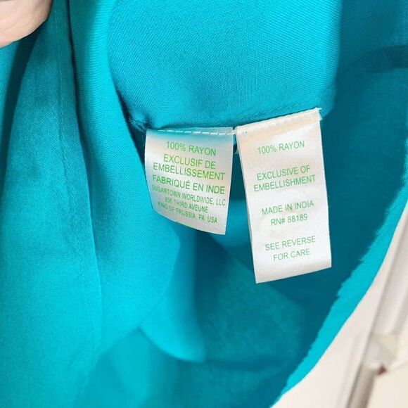 Lilly Pulitzer Violet Tunic Top in Deep Cyan Blue Size S Gold Beaded Embellished - Picture 6 of 9